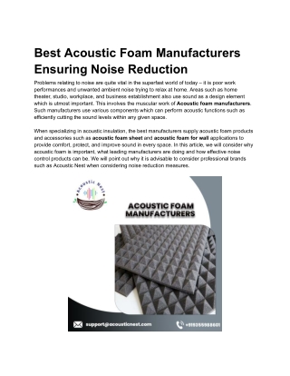 Best Acoustic Foam Manufacturers Ensuring Noise Reduction