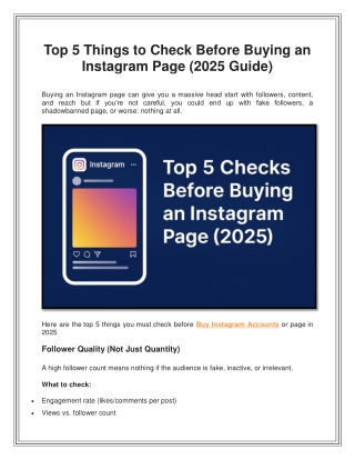 Top 5 Things to Check Before Buying an Instagram Page