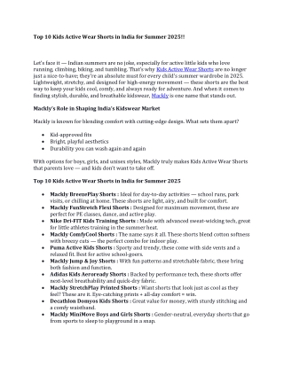 Top 10 Kids Active Wear Shorts in India for Summer 2025!!