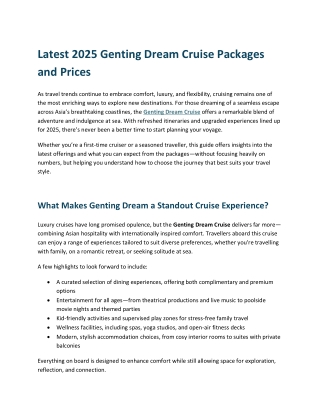 Latest 2025 Genting Dream Cruise Packages and Prices