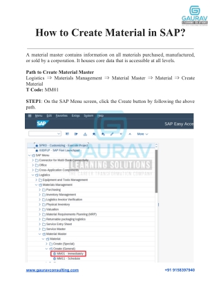 How to Create Material in SAP