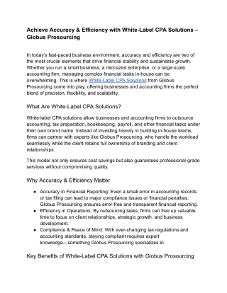 Achieve Accuracy & Efficiency with White-Label CPA Solutions – Globus Prosourcing