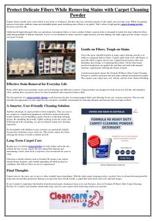 Protect Delicate Fibers While Removing Stains with Carpet Cleaning Powder