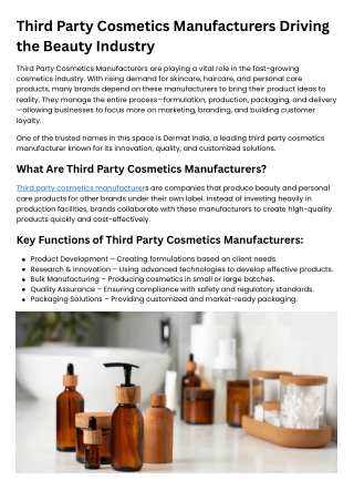 Third Party Cosmetics Manufacturers