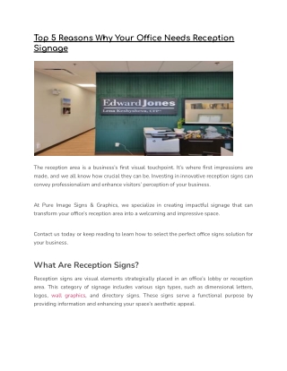 Top 5 Reasons Why Your Office Needs Reception Signage