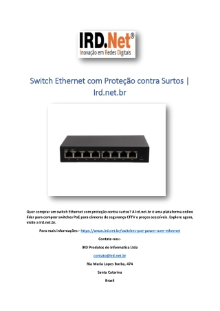 Switch Ethernet com Proteção contra Surtos | Ird.net.br