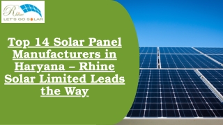 Top 14 Solar Panel Manufacturers in Haryana – Rhine Solar Limited Leads the Way