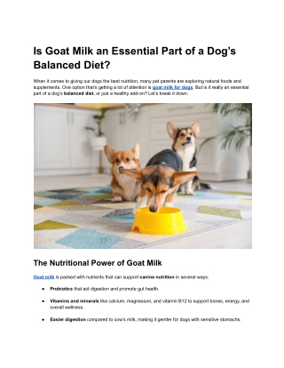 Is Goat Milk an Essential Part of a Dog’s Balanced Diet?
