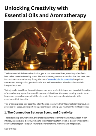 Unlocking Creativity with Essential Oils and Aromatherapy