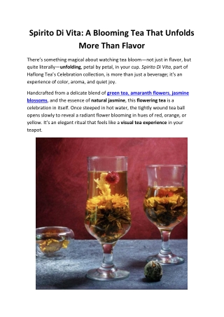 Spirito Di Vita Blooming Tea | Floral Green Tea Experience