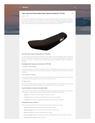 Tudo o Que Você Precisa Saber Sobre Capas de Assento da TTR 230