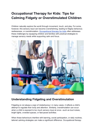 Occupational Therapy for Kids: Tips for Calming Fidgety or Overstimulated Childr
