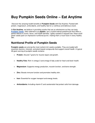 Pumpkin Seeds by Eat Anytime – Crunchy, Nutritious Superfood