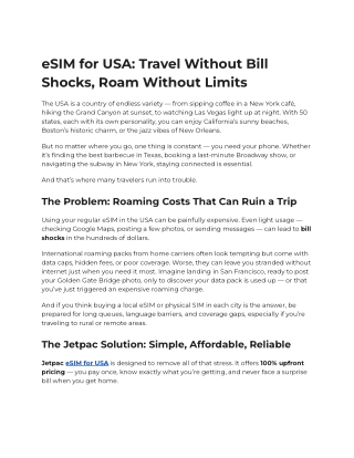 eSIM for USA_ Travel Without Bill Shocks, Roam Without Limits