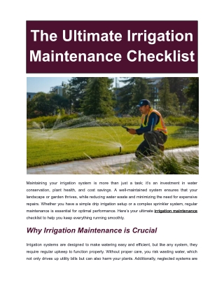 The Ultimate Irrigation Maintenance Checklist