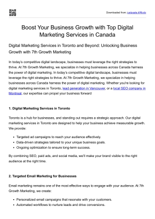 Boost Your Business Growth with Top Digital Marketing Services in Canada