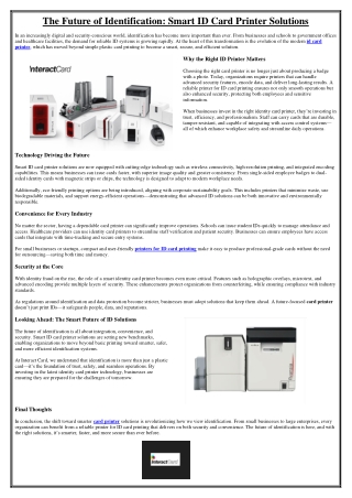 The Future of Identification Smart ID Card Printer Solutions