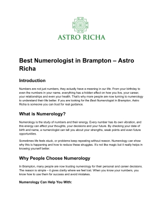 Best Numerologist in Brampton – Astro Richa