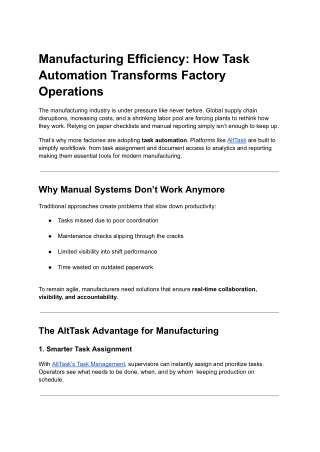 Manufacturing Efficiency How Task Automation Transforms Factory Operations