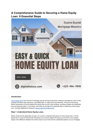 steps to get home equity loan