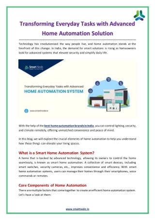 Transforming Everyday Tasks with Advanced Home Automation Solution