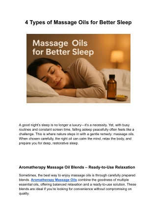 4 Types of Massage Oils for Better Sleep