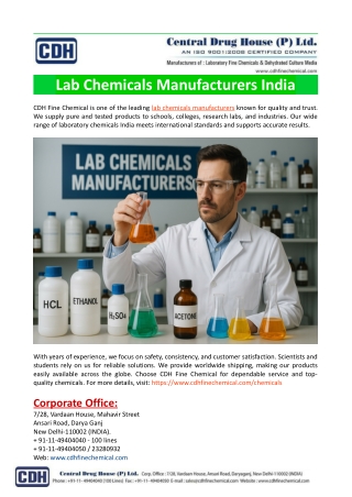 Lab Chemicals Manufacturers India