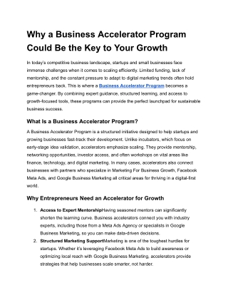 Why a Business Accelerator Program Could Be the Key to Your Growth