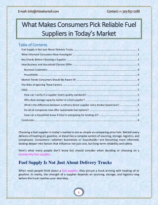 What Makes Consumers Pick Reliable Fuel Suppliers