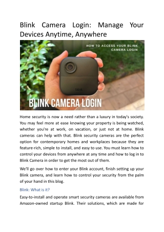 Blink Camera Login_ Manage Your Devices Anytime, Anywhere