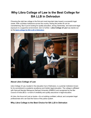 Why Libra College of Law is the Best College for BA LLB in Dehradun