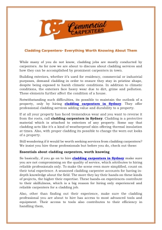 Cladding Carpenters- Everything Worth Knowing About Them