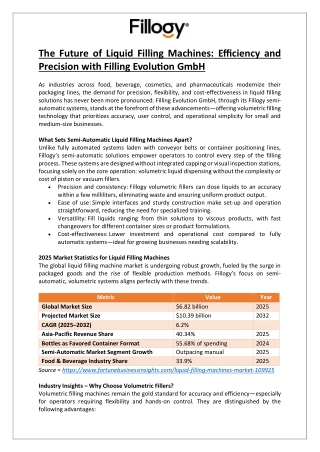 FILLING EVOLUTION GmbH - The Future of Liquid Filling Machines with Filling Evolution GmbH