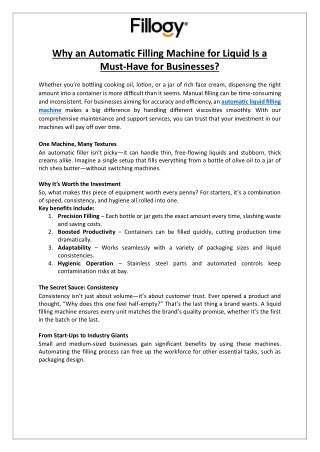 FILLING EVOLUTION GmbH - Why an Automatic Filling Machine for Liquid Is a Must-Have for Businesses.docx