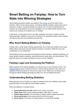 Smart Betting on Fairplay Winning Strategies with Stats