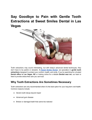 Say Goodbye to Pain with Gentle Tooth Extractions at Sweet Smiles Dental in Las Vegas
