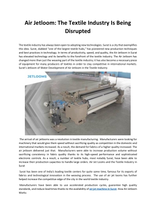 Air Jetloom: The Textile Industry Is Being Disrupted