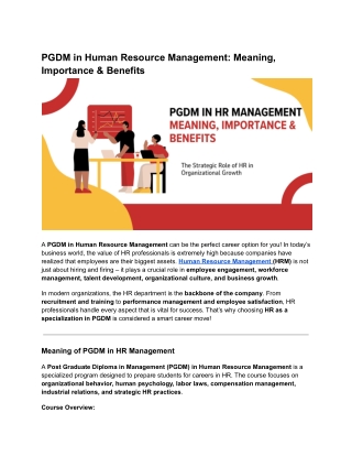 PGDM in Human Resource Management: Meaning, Importance & Benefits