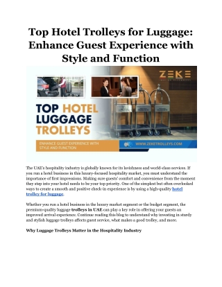 Top Hotel Luggage Trolleys: Enhance Guest Experience with Style and Function