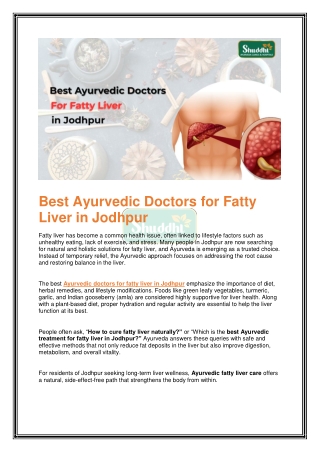 Best Ayurvedic Doctors for Fatty Liver in Jodhpur