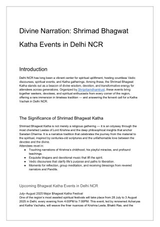 Divine Narration Shrimad Bhagwat Katha Events in Delhi NCR