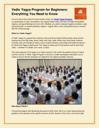 Vedic Yagya Program for Beginners: Everything You Need to Know