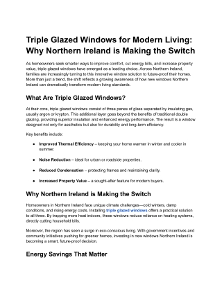 Why Northern Ireland is Switching to Triple Glazed Windows
