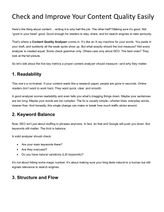 Check and Improve Your Content Quality Easily