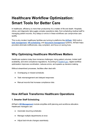 Healthcare Workflow Optimization Smart Tools for Better Care