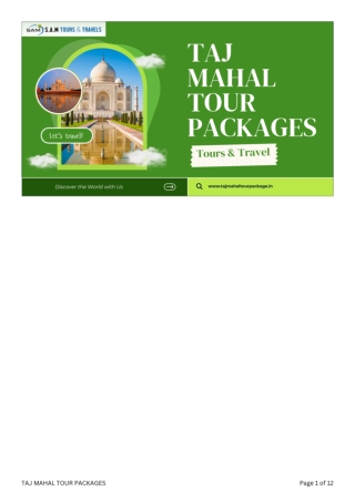 TAJ MAHAL TOUR PACKAGES