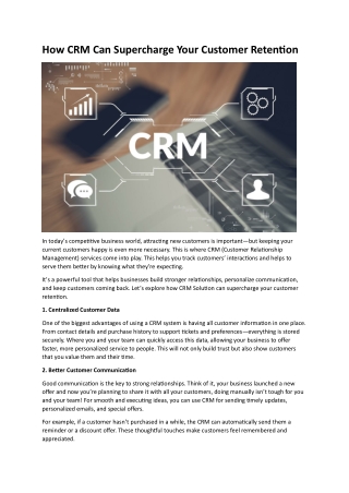 How CRM Services Can Supercharge Your Customer Retention