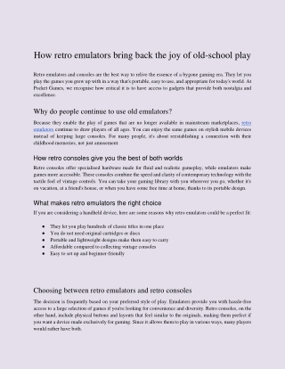 How retro emulators bring back the joy of old-school play