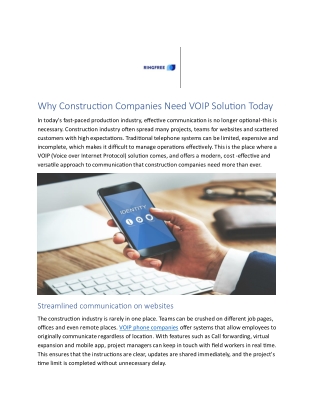 Why Construction Companies Need VOIP Solution Today