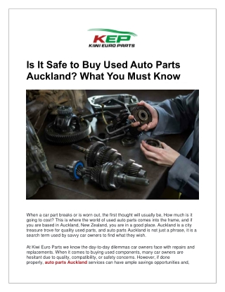 Is It Safe to Buy Used Auto Parts Auckland What You Must Know